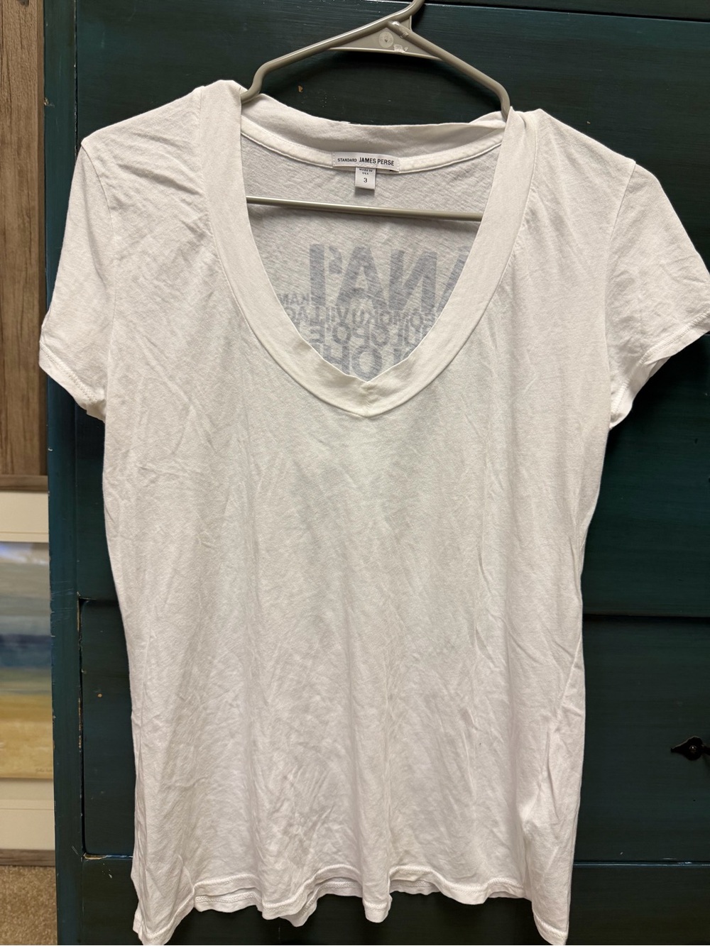 James Perse White Deep V-Neck Short Sleeve Tee